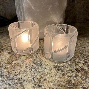 24% Lead Crystal Votive Candle Tea Light Holders Set of Two, Made in USA